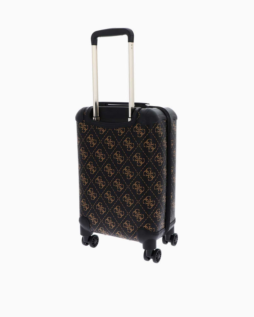 Guess Berta Travel Monogram Orta Boy Valiz Brown Logo
