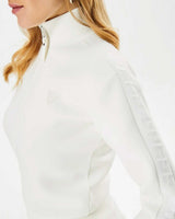 Guess New Allie Logo Şeritli Fermuarlı Sweatshirt Ocean Salt