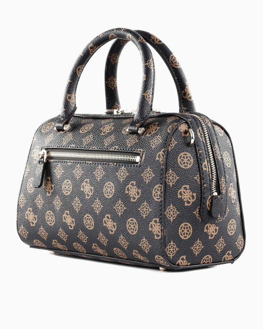 Guess Nelka Box Satchel Speedy El Çantası Mocha Logo