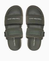 Calvin Klein Double Bar Logolu Sandalet Dusty Olive/Classic Green