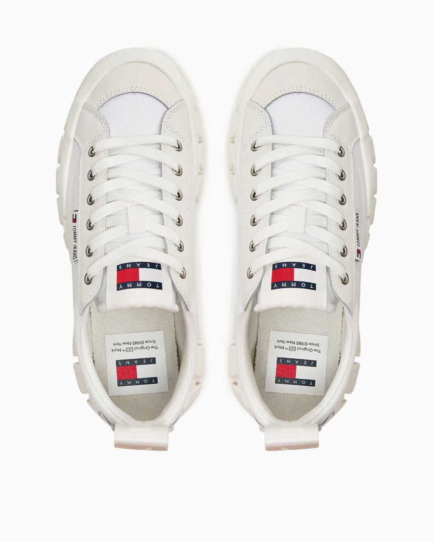 Tommy Hilfiger Vulc Flatform LC Mix Media Kadın Sneaker Ecru