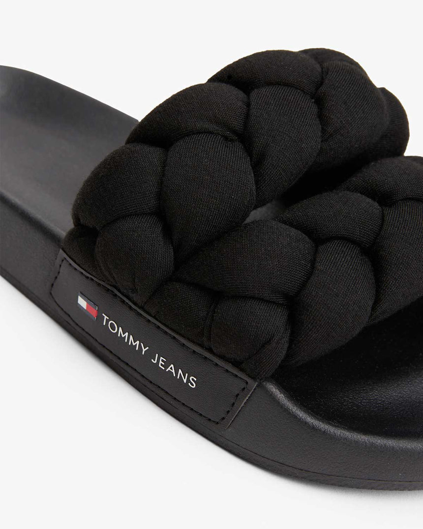 Tommy Hilfiger Braided Slide Flip Flops Terlik Black