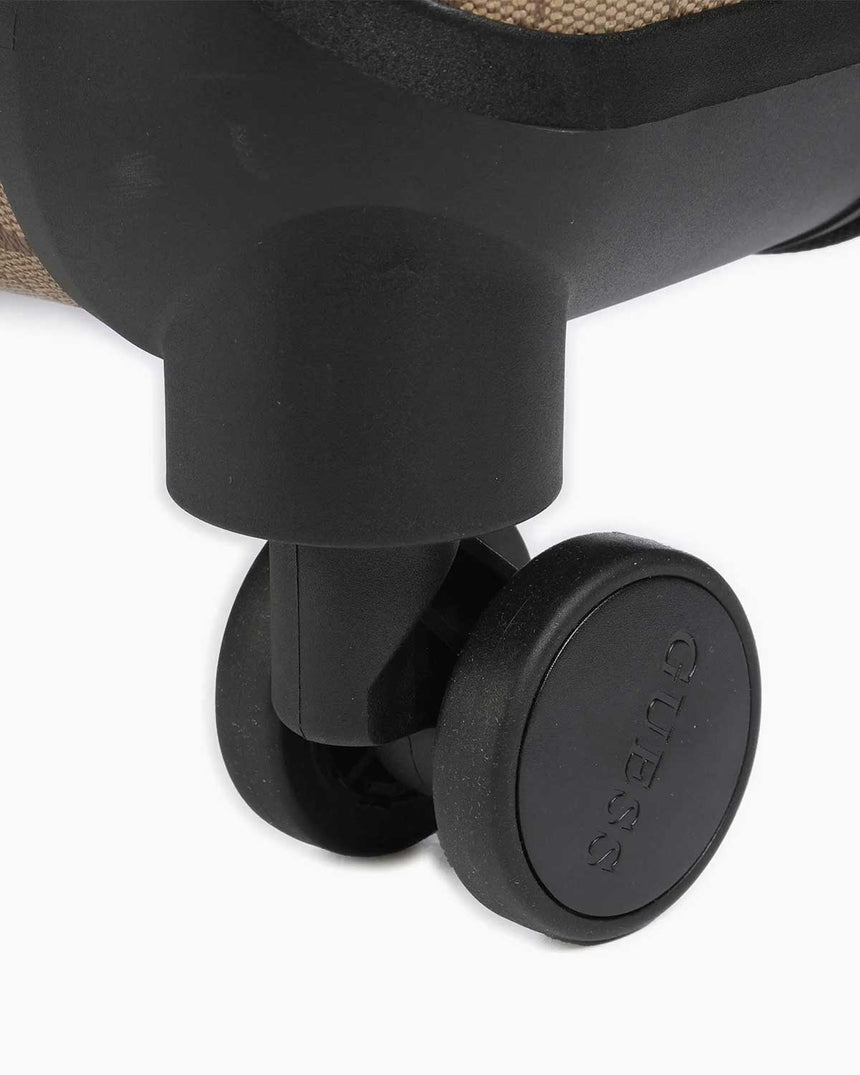 Guess Berta 22 In 8-Wheeler Monogram Desenli Orta Boy Valiz Latte Logo / Brown