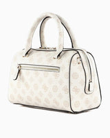 Guess Nelka Box Satchel Speedy El Çantası Cream Logo