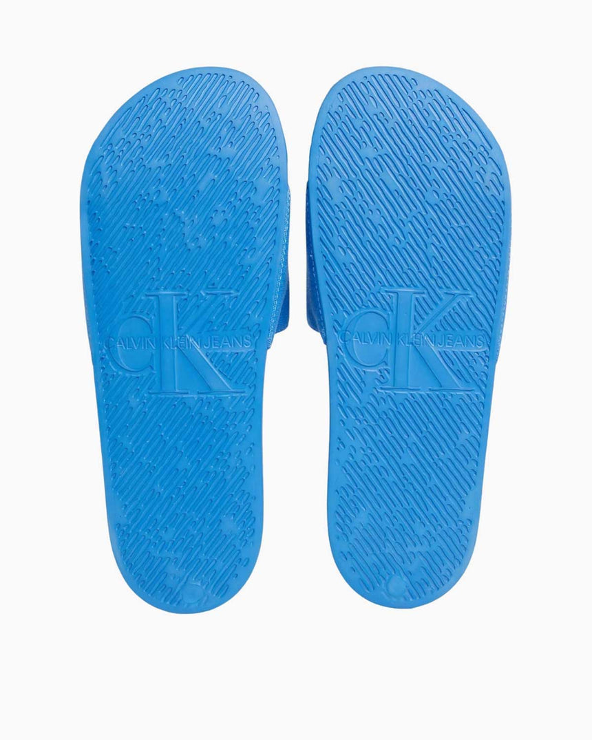 Calvin Klein Slide Monogram Erkek Terlik Vibrant Blue/Bright White