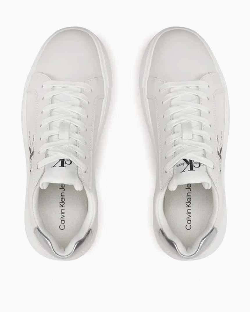 Calvin Klein Chunky Cupsole Laceup Lth Ml Mtl Kadın Sneaker Bright White/Silver