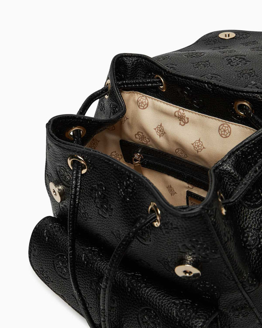 Guess Cresdia Small Flap Logolu  Sırt Çantası Black