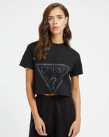 Guess Adele Logolu Crop Tshirt Jet Black A996