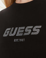 Guess Eleanora Logo Baskılı Tshirt Jet Black A996