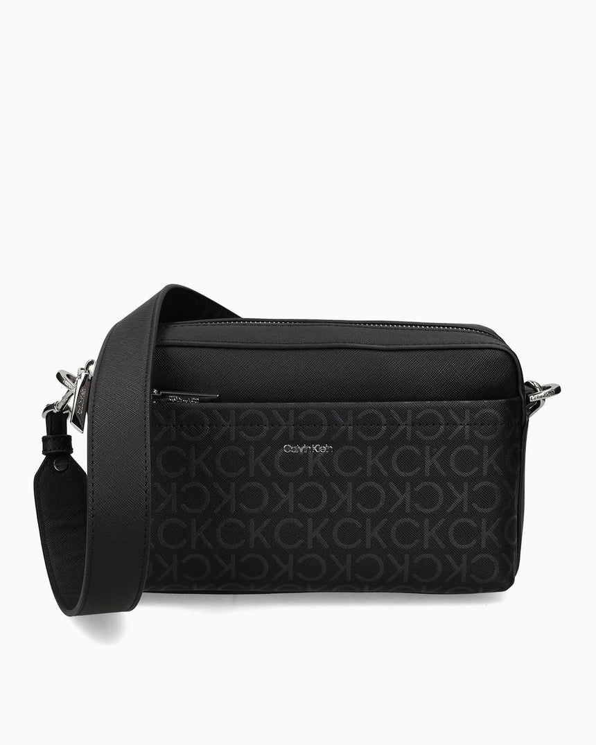 Calvin Klein Must Convertible Monogram Omuz Çantası Black Monogram Pu