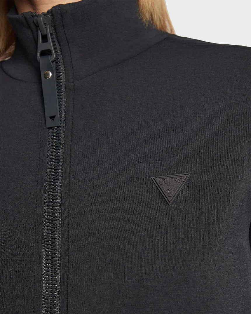 Guess New Allie Logo Şeritli Fermuarlı Sweatshirt Jet Black A996