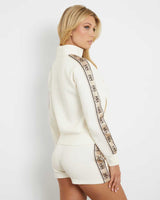 Guess Britney Logo Şeritli Fermuarlı Sweatshirt