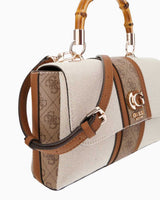 Guess Flap Canvas Small Tote El Çantası Natural / Latte Logo