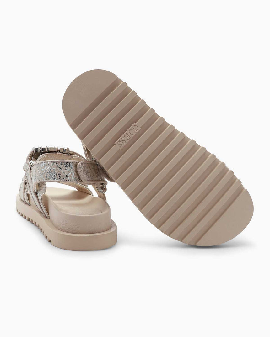 Guess Fabeils Casual Shoes Tokalı Sandalet Beige / Silver
