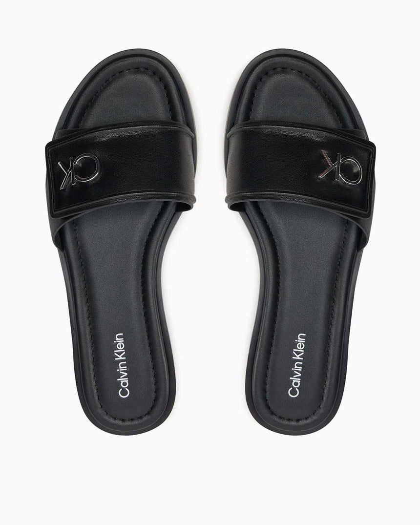 Calvin Klein Flat Slide Metal Logolu Terlik Black