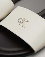 Calvin Klein Flat Slide Logolu Terlik Silver Birch/Black