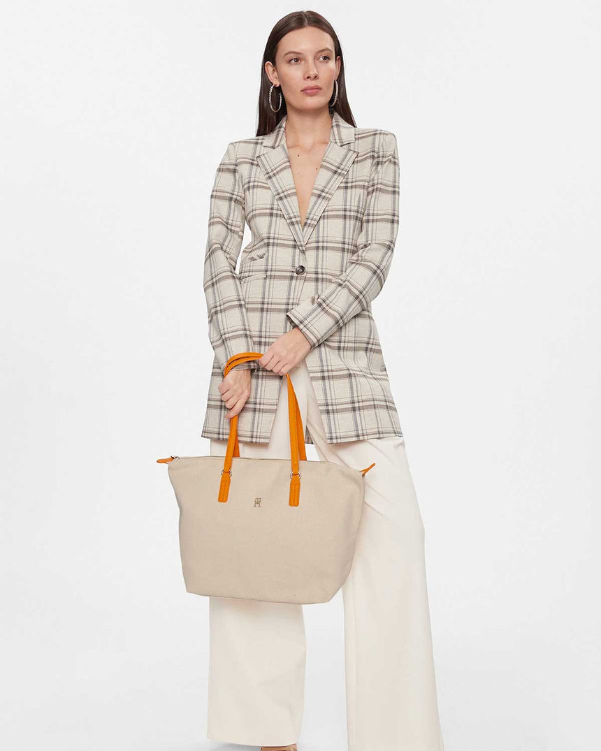 Tommy Hilfiger Poppy Canvas Tote Omuz Çantası Beige