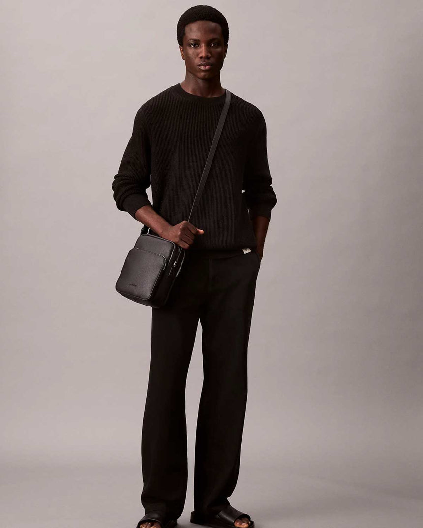 Calvin Klein Mikro Çakıl Desenli S Erkek Çapraz Askılı Çanta Black