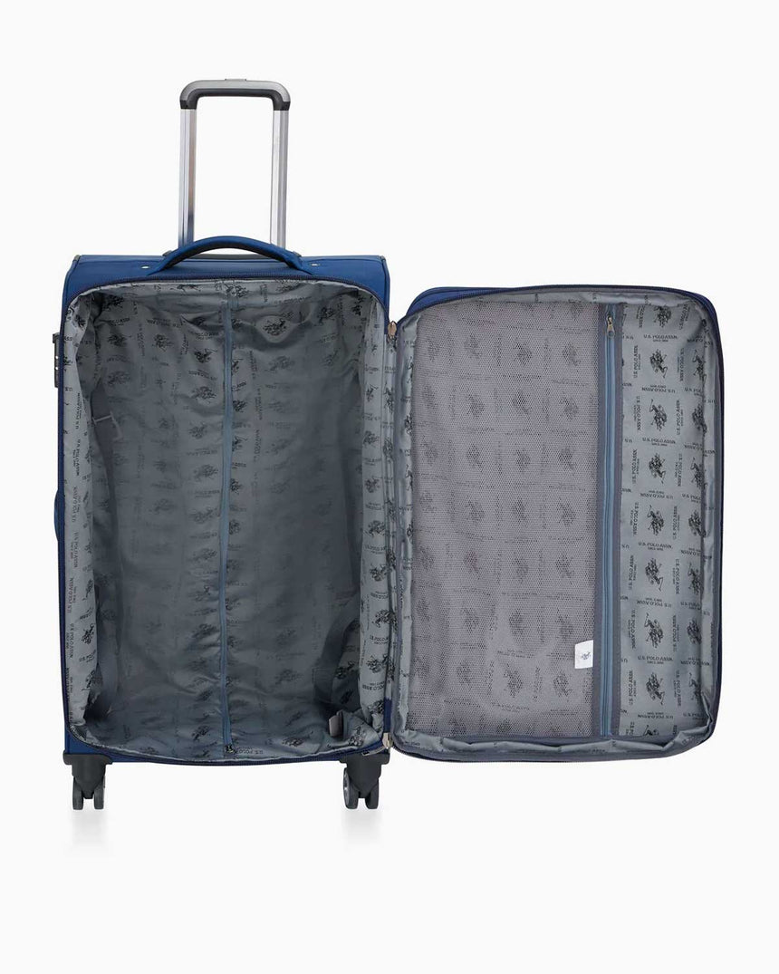 Us Polo Assn Şerit Detaylı Orta Boy Kumaş Valiz Lacivert