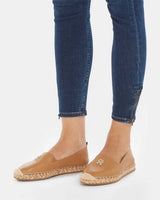 Tommy Hilfiger Kadın Deri Yassı Espadril Summer Cognac