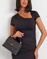 Guess Yarmilla Top Handle Logolu El Çantası Black