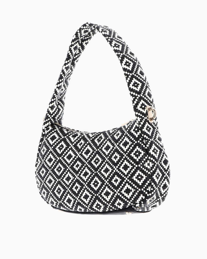 Guess Rianee Hobo Desenli Omuz Çantası Black