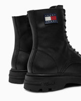 Tommy Jeans Lace Up Mid Smooth Boots Black