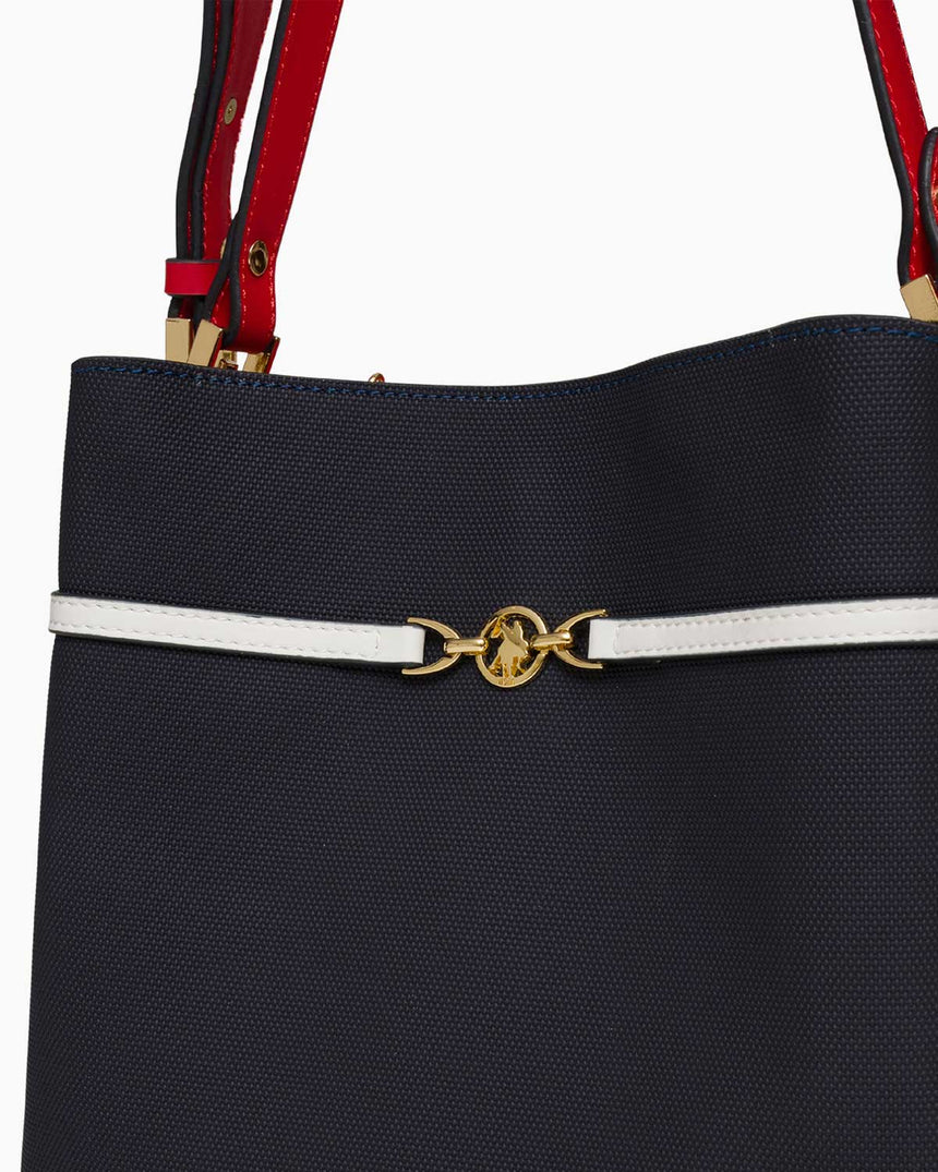 Us Polo Assn Logo Detaylı El Çantası Lacivert - Kırmızı - Beyaz