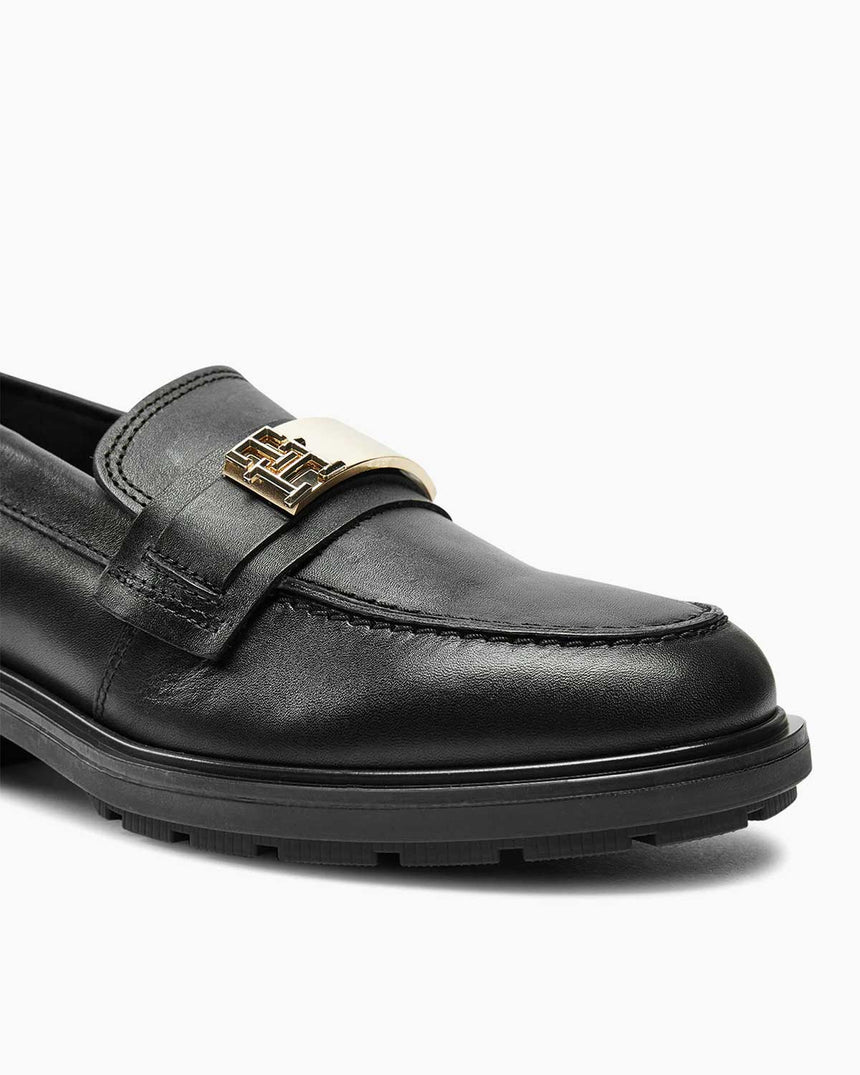 Tommy Hilfiger Logo Leather Loafer Casual Ayakkabı Black