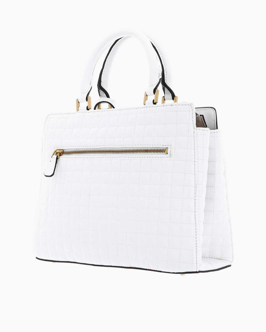 Guess Tia Luxury Satchel El Çantası White