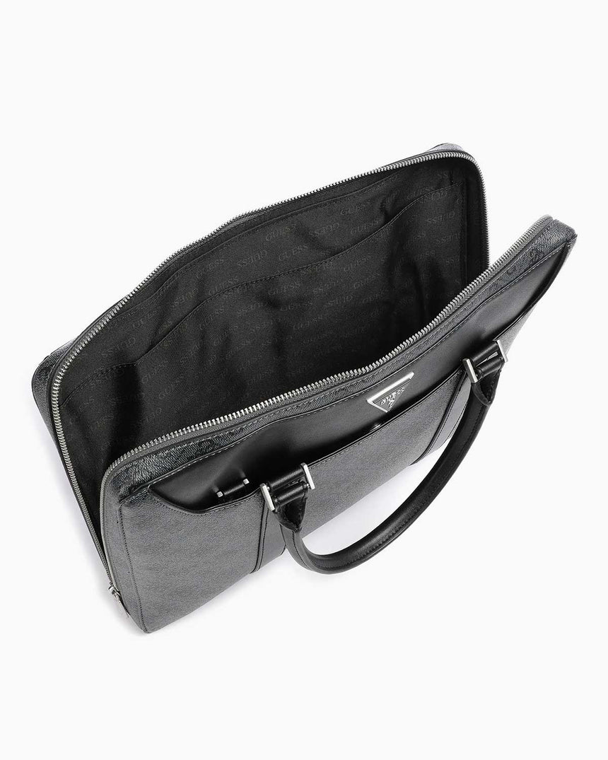 Guess Monogram Baskılı Evrak Çantası Black