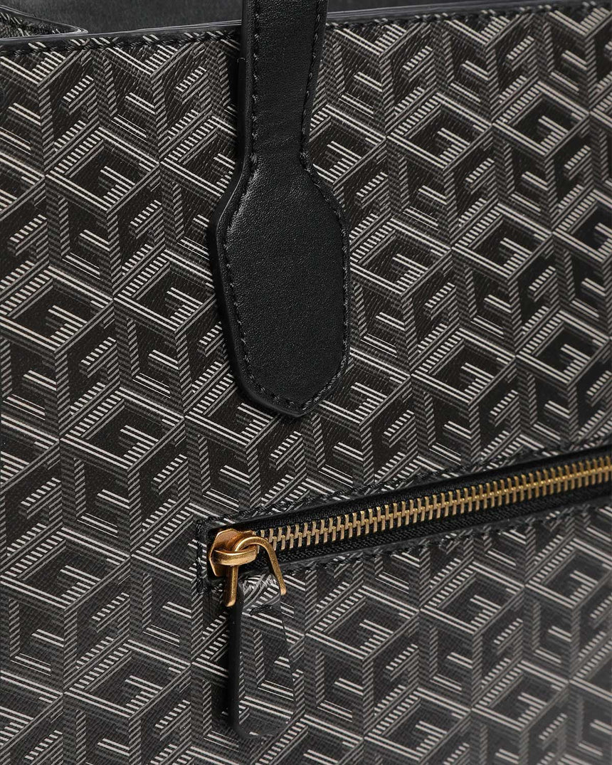 Guess Silvana 2 Compartmen El Çantası Charcoal Logo