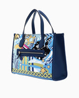 Guess Silvana Compartment Desenli El Çantası Blue Multi