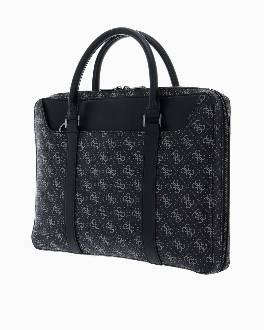 Guess Monogram Baskılı Evrak Çantası Dark Black