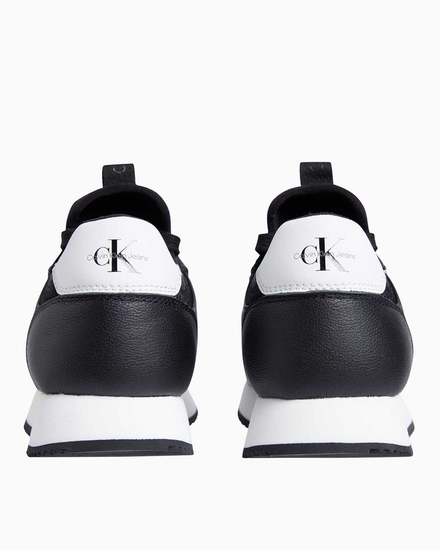 Calvin Klein Jeans Runner Sock Lace Up Sneakers Black/Bright White