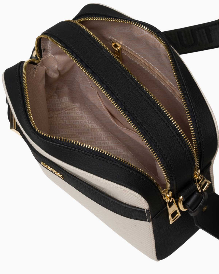 Nautica Logolu Omuz Çantası Bej - Siyah