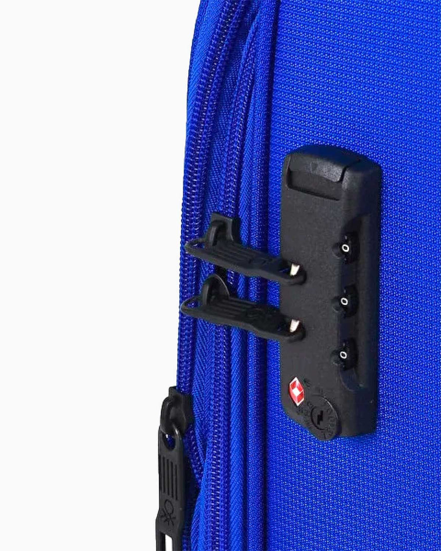 Benetton Logo Detaylı Büyük Boy Kumaş Valiz Saks Mavi