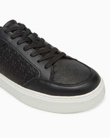 Calvin Klein Düz Taban Monogram Logo Baskılı Erkek Sneaker Ck Black/Bright White Allover