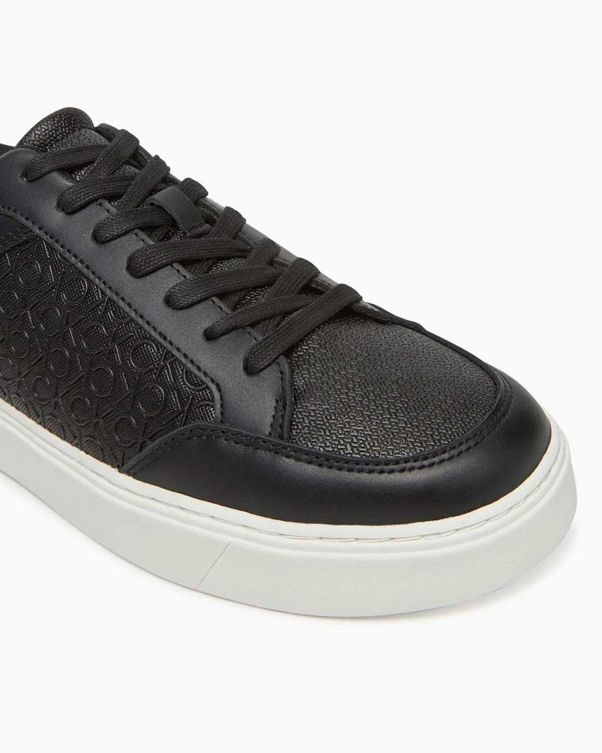 Calvin Klein Düz Taban Monogram Logo Baskılı Erkek Sneaker Ck Black/Bright White Allover