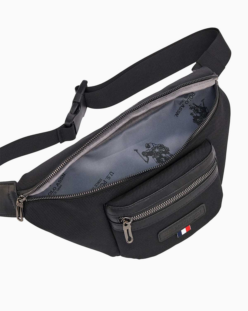 Us Polo Assn Çift Fermuar Detaylı Bel Çantası Siyah