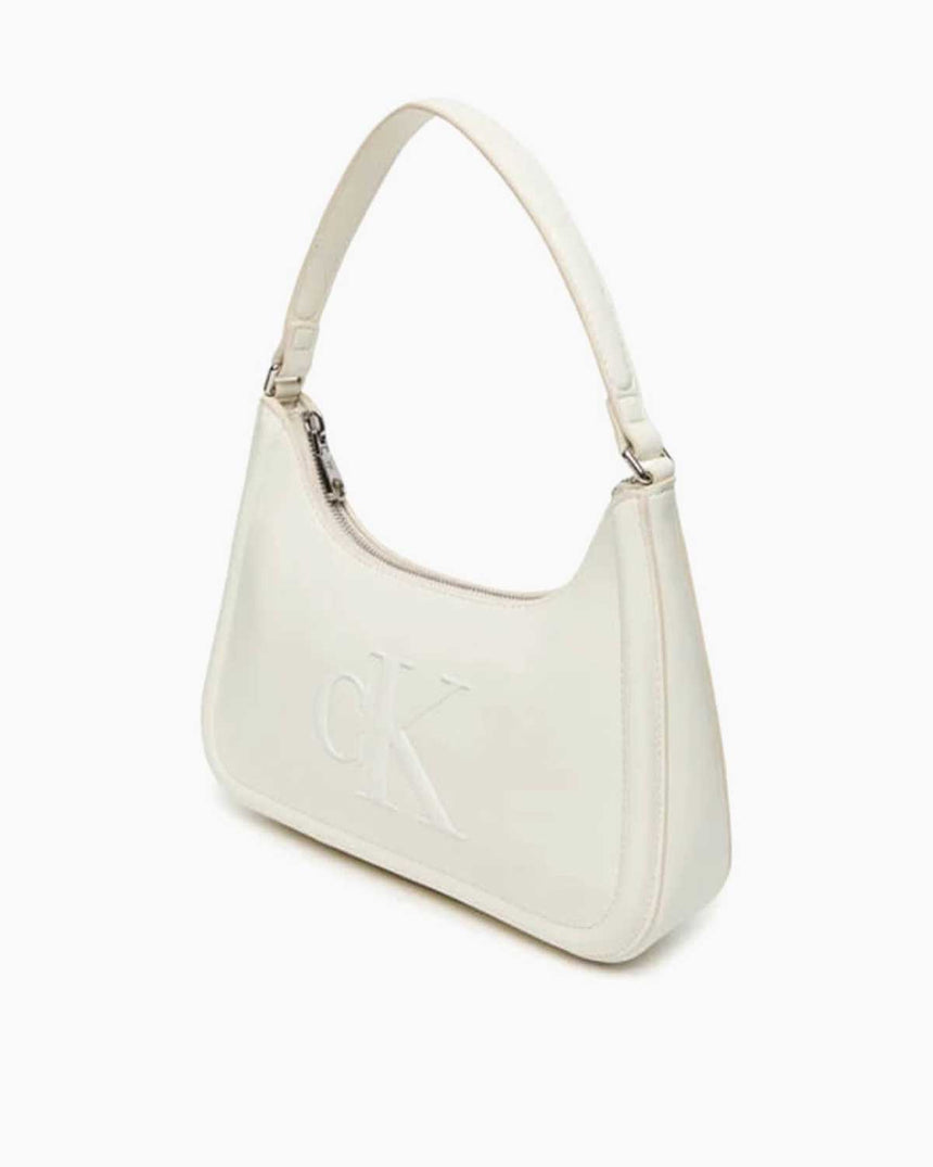 Calvin Klein Kalın Monogramlı Kadın Küçük Omuz Çantası Lily White