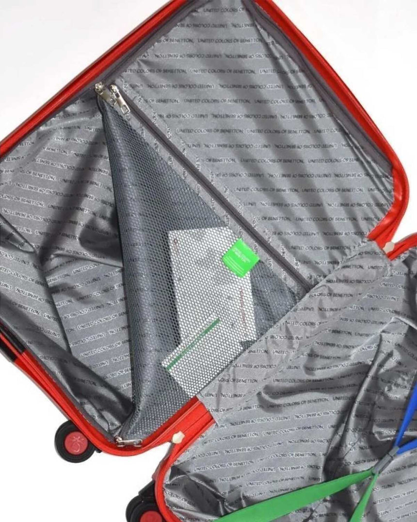 Benetton Trolley Logolu Kabin Boy Valiz Kırmızı