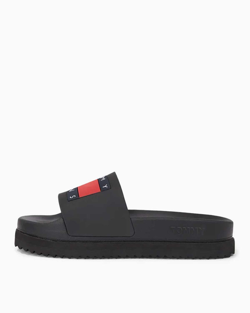 Tommy Hilfiger Elevated Flatform Slide Kadın Terlik Black