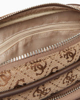 Guess Milano Compact Monogram Baskılı Çapraz Askılı Çanta Beige / Brown