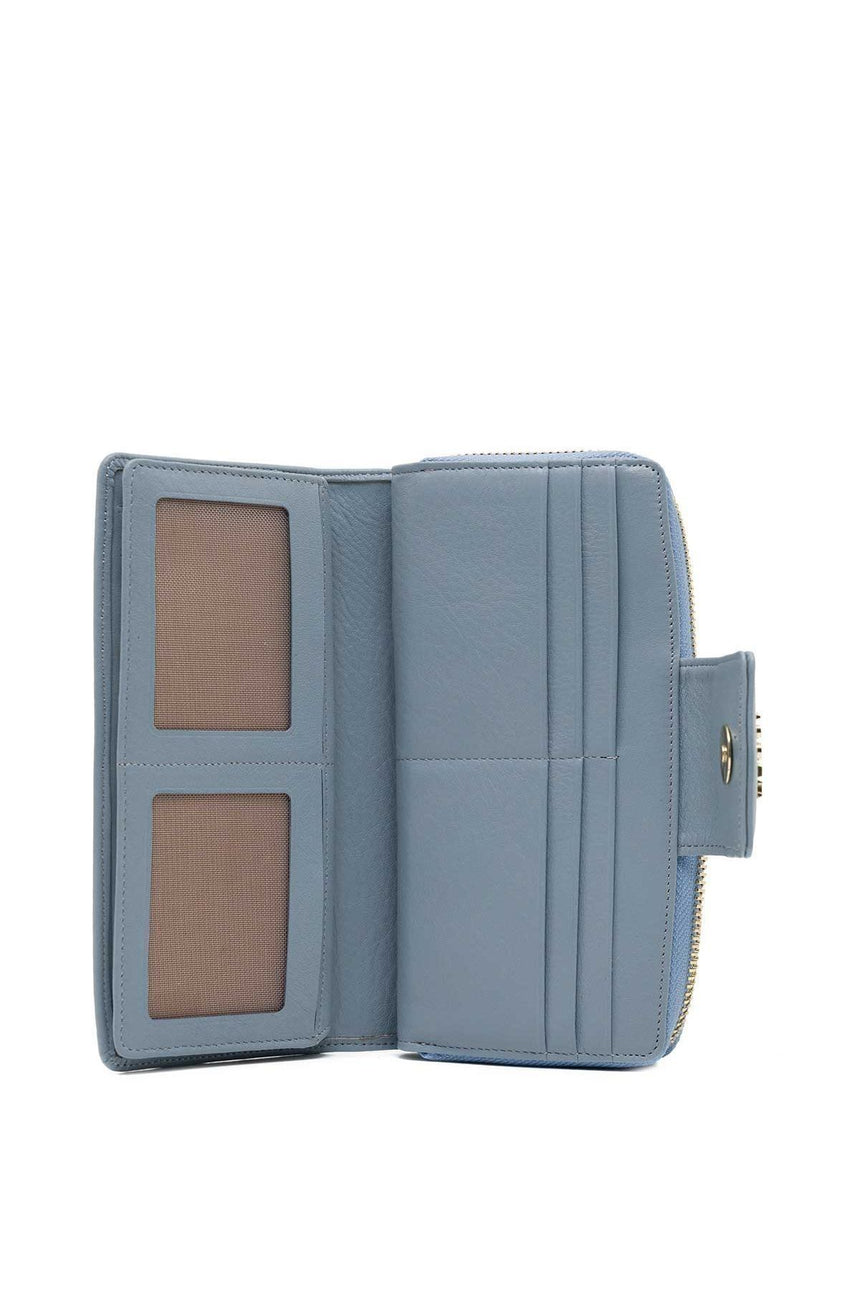 Isola Betsy Hakiki Deri Kadın Cüzdanı Açık Mavi