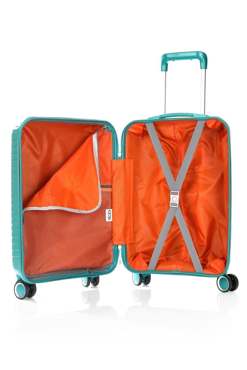 ÇÇS Diagonol Çizgili 75 cm Büyük Boy Valiz Turkuaz