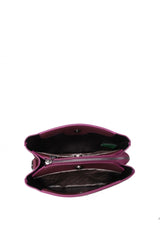 Benetton Üç Bölmeli Çapraz Askılı Kadın Çantası Mürdüm