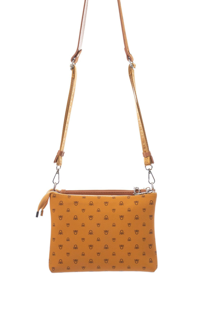 Benetton Mini Logo Baskılı Çapraz Askılı Kadın Çantası Hardal - Camel
