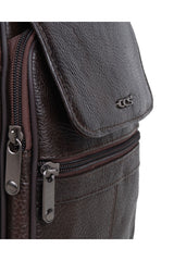 ÇÇS 5 Bölmeli Çapraz Askılı Erkek Çantası Dark Brown