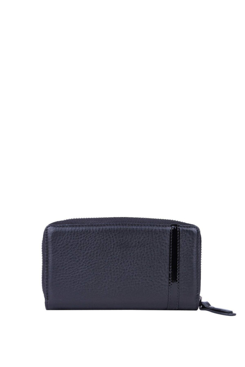 Grande 2 Küçük - 1 Büyük Şeffaf Bölmeli Kadın El Portföyü Siyah - Kırmızı